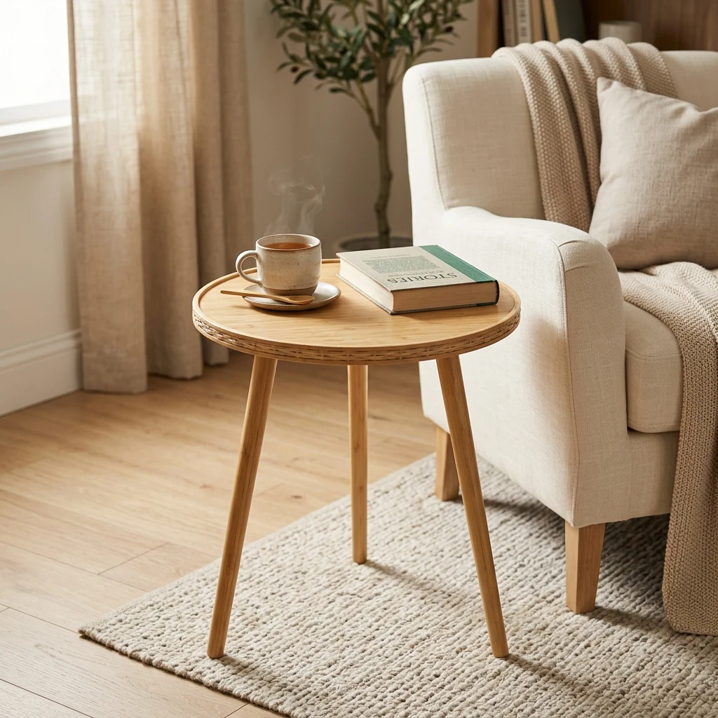 Round Bamboo Side Table