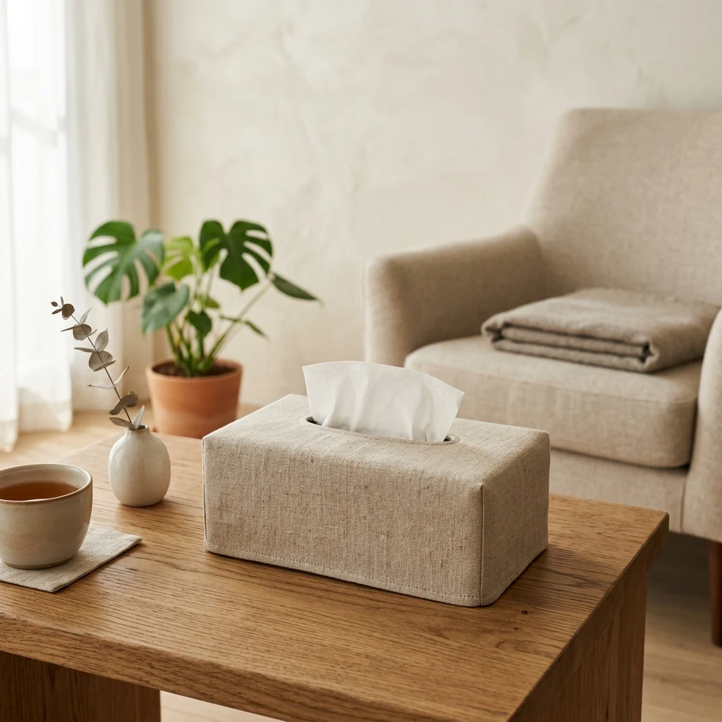 Minimalist Linen Tissue Box Cover