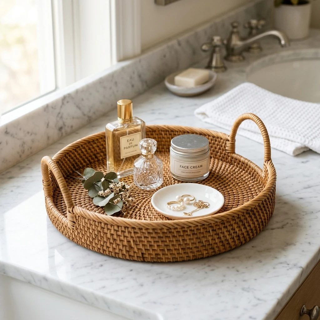 Woven Rattan Vanity Tray