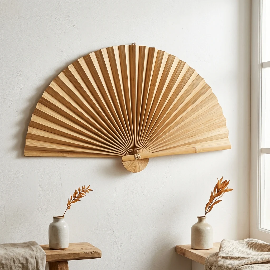 Arc Pleated Bamboo Wall Fan